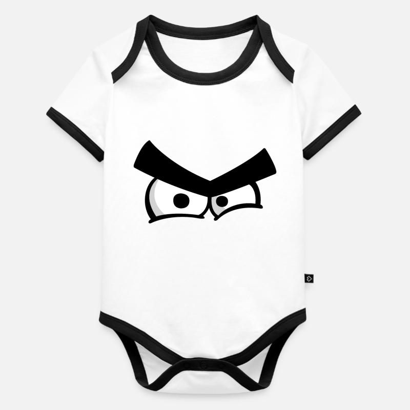 Angry eyes - Body Bébé bio contrasté manches courtes - blanc/noir
