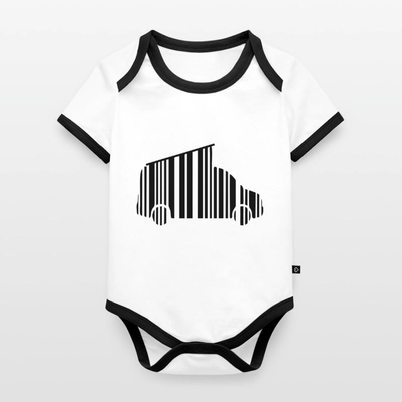 camper van dachzelt strichcode Baby Bio-Kurzarm-Kontrastbody