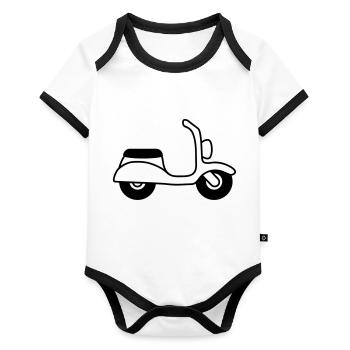 Moped - Organic Baby Contrasting Bodysuit - white/black  - Front