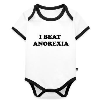 i beat anorexia - Body Bébé bio contrasté manches courtes - blanc/noir  - Devant