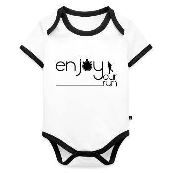 Enjoy your run - Body Bébé bio contrasté manches courtes - blanc/noir  - Devant