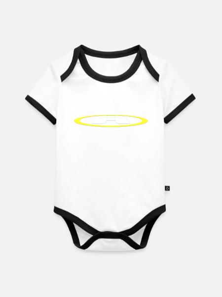 Hubschrauber-Kleidung - Baby Bio-Kurzarm-Kontrastbody - Weiß/Schwarz