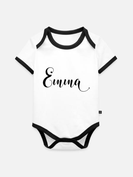 emma - Baby Bio-Kurzarm-Kontrastbody - Weiß/Schwarz