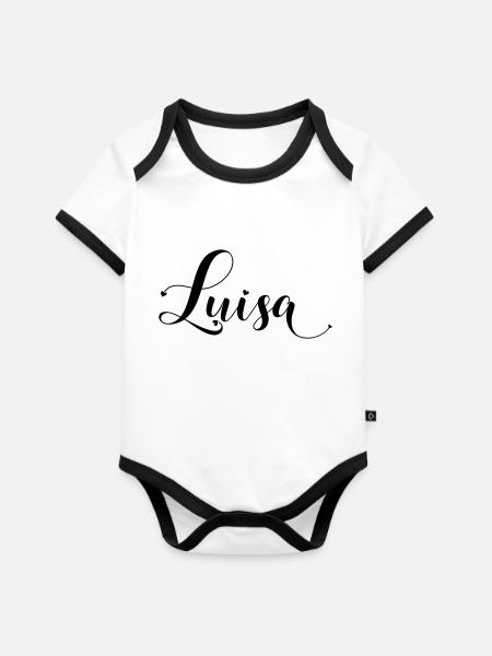 luisa - Baby Bio-Kurzarm-Kontrastbody - Weiß/Schwarz 