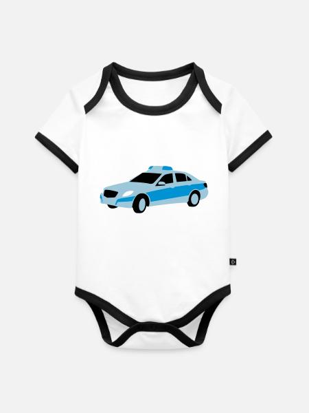 polizei - Baby Bio-Kurzarm-Kontrastbody - Weiß/Schwarz 