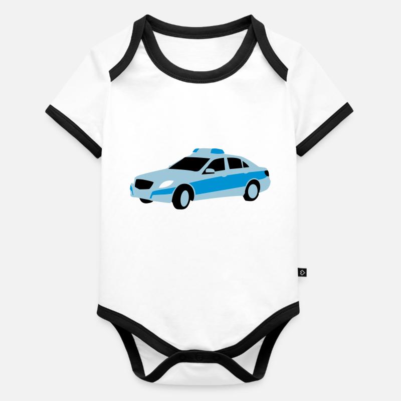 polizei - Baby Bio-Kurzarm-Kontrastbody - Weiß/Schwarz 