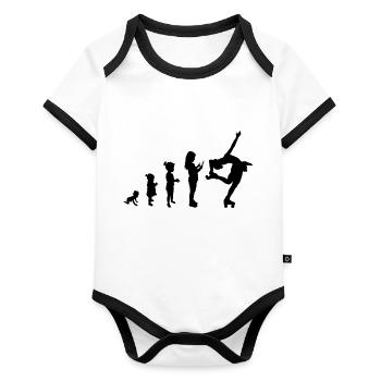 Evolution roller skating 2 - Baby Bio-Kurzarm-Kontrastbody - Weiß/Schwarz  - Vorne