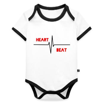 Battement de coeur - Body Bébé bio contrasté manches courtes - blanc/noir  - Devant