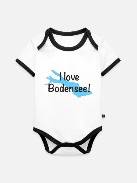 bodensee - Baby Bio-Kurzarm-Kontrastbody - Weiß/Schwarz 