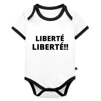 liberté liberté - Body Bébé bio contrasté manches courtes - blanc/noir  - Devant