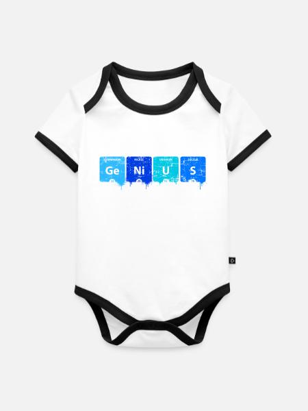 GENIE - Baby Bio-Kurzarm-Kontrastbody - Weiß/Schwarz 