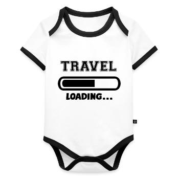 [HD] Travel Loading - Organic Baby Contrasting Bodysuit - white/black  - Front