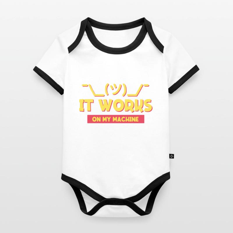 Assistance informatique et programmeur blague pour coder Body Bébé bio contrasté manches courtes