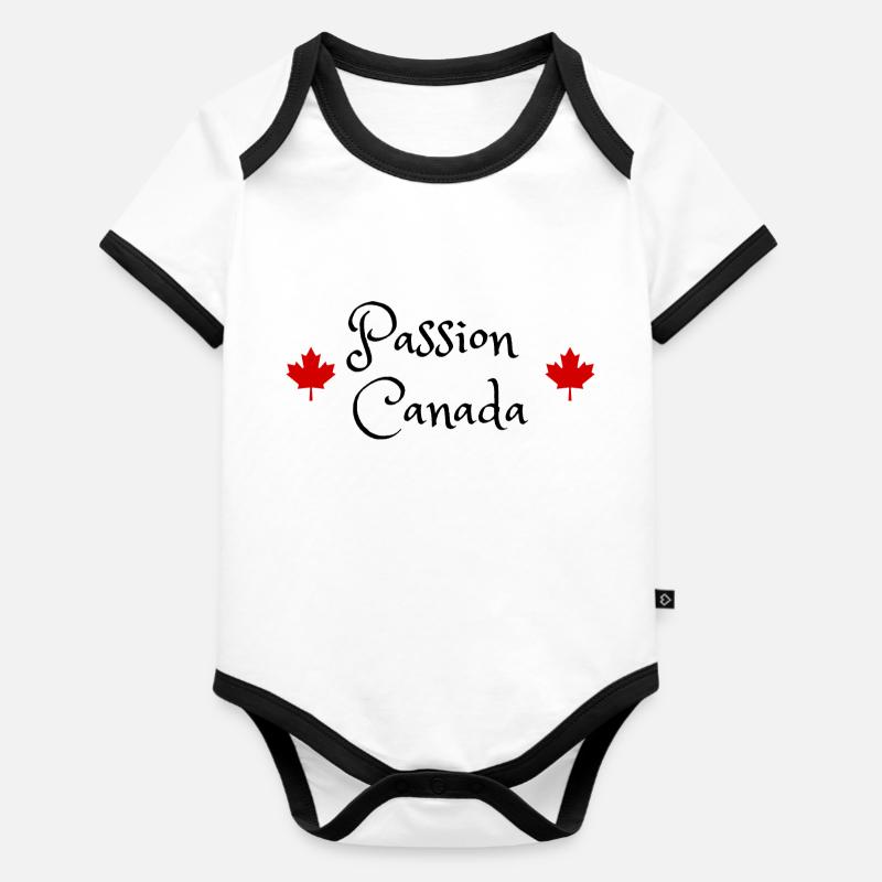 passion canada montreal voyage vacances quebec - Body Bébé bio contrasté manches courtes - blanc/noir 