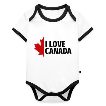 I love Canada Maple Leaf Canada Vancouver Ottawa - Organic Baby Contrasting Bodysuit - white/black  - Front