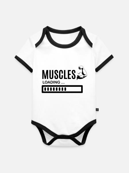 T Shirt Desings - Baby Bio-Kurzarm-Kontrastbody - Weiß/Schwarz