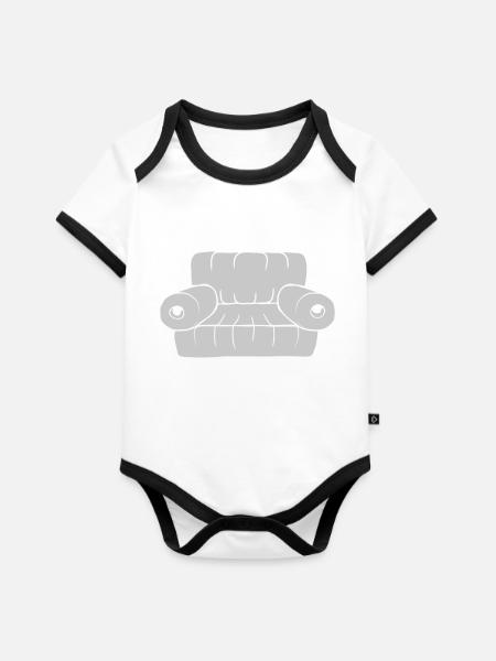 Wohnzimmer Couch Sofa Möbel - Baby Bio-Kurzarm-Kontrastbody - Weiß/Schwarz