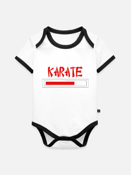 Karate Laden - Baby Bio-Kurzarm-Kontrastbody - Weiß/Schwarz