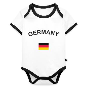 Deutschland - Baby Bio-Kurzarm-Kontrastbody - Weiß/Schwarz  - Vorne