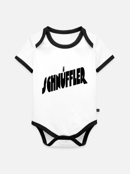 Schnüffler - Baby Bio-Kurzarm-Kontrastbody - Weiß/Schwarz