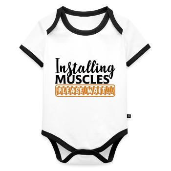 Muskelaufbau - Baby Bio-Kurzarm-Kontrastbody - Weiß/Schwarz  - Vorne