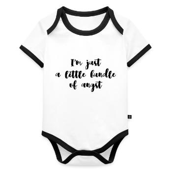 Little bundle of angst | Cadeau pour les nerveux - Body Bébé bio contrasté manches courtes - blanc/noir  - Devant
