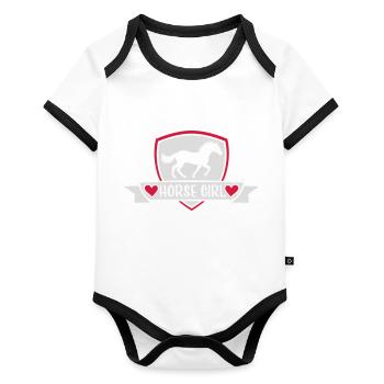 horse girl quote saying - Organic Baby Contrasting Bodysuit - white/black  - Front