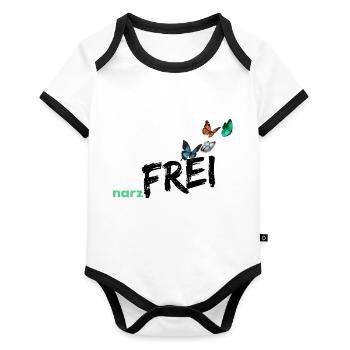 narzfrei schwarz - Baby Bio-Kurzarm-Kontrastbody - Weiß/Schwarz  - Vorne