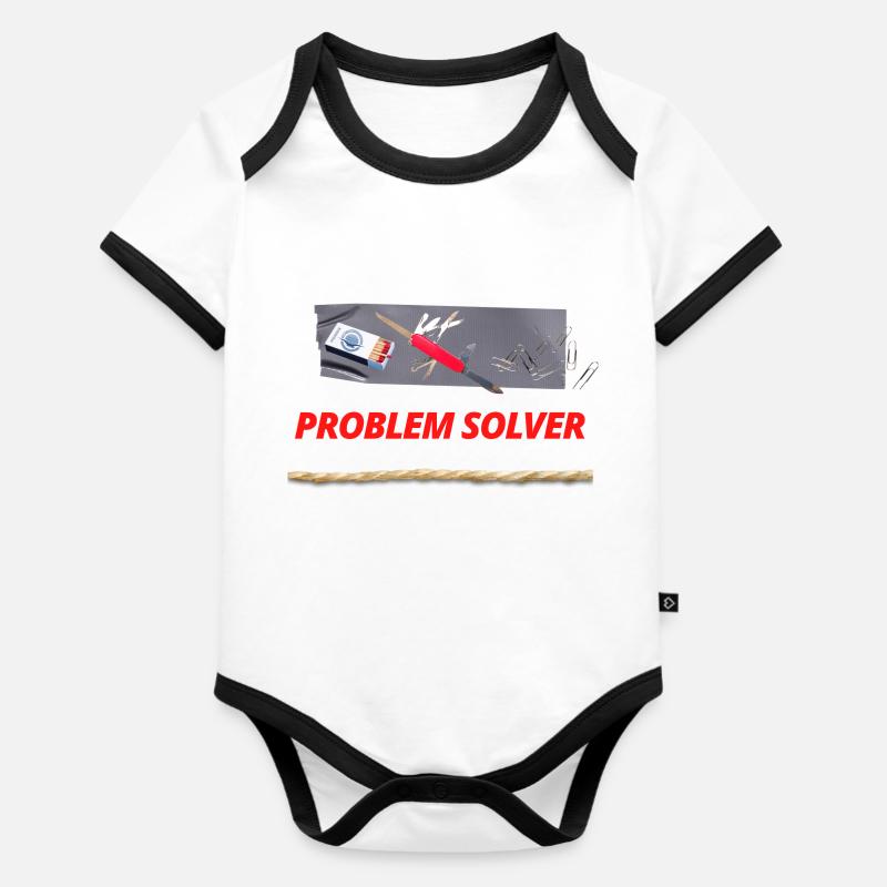 PROBLEMLÖSER-TOOLS - Baby Bio-Kurzarm-Kontrastbody - Weiß/Schwarz