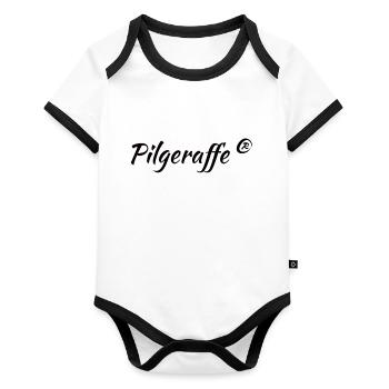 pilgeraffe - Baby Bio-Kurzarm-Kontrastbody - Weiß/Schwarz  - Vorne