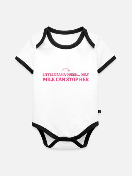 Babysprüche - Baby Bio-Kurzarm-Kontrastbody - Weiß/Schwarz