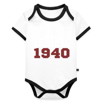 Original 1940 - Organic Baby Contrasting Bodysuit - white/black  - Front