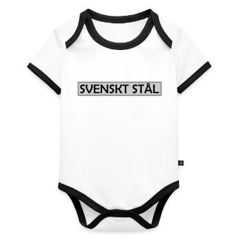 Swedish steel - Organic Baby Contrasting Bodysuit - white/black  - Front