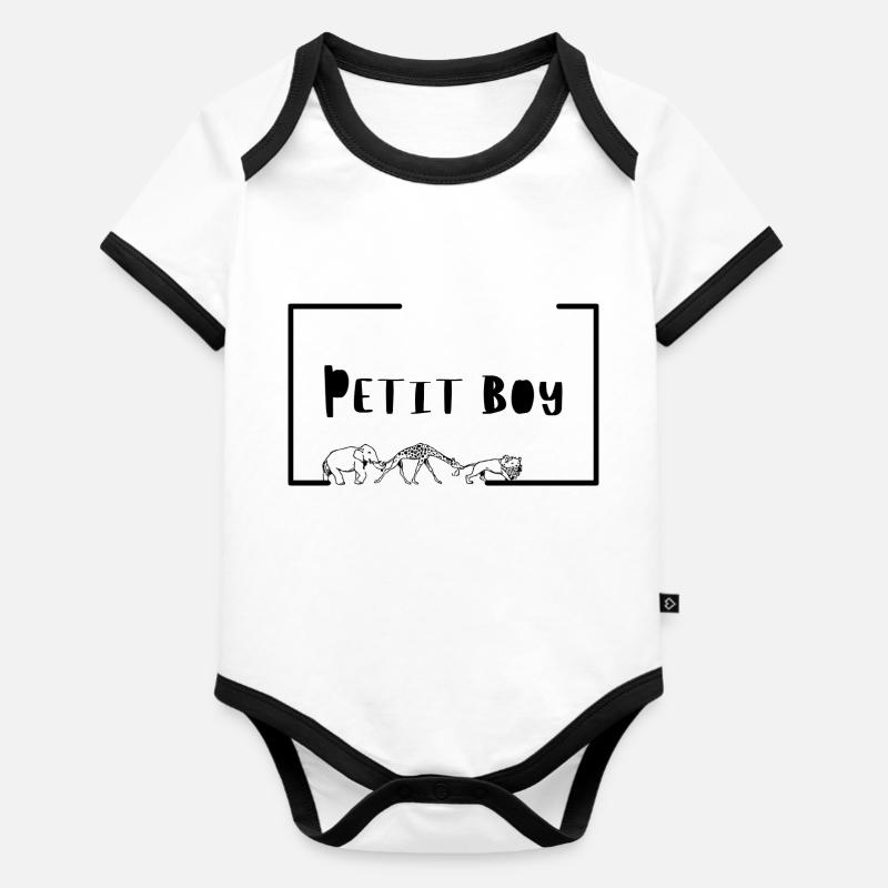 Petit Boy - Body Bébé bio contrasté manches courtes - blanc/noir 