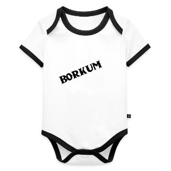borkum insel - Baby Bio-Kurzarm-Kontrastbody - Weiß/Schwarz  - Vorne