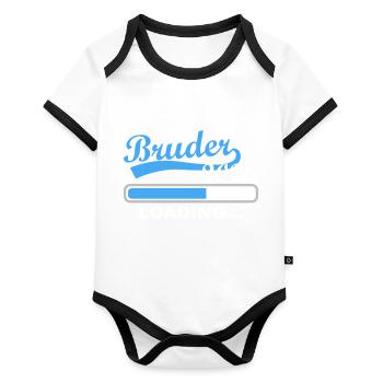 Bruder 2026 Loading Fortschritt - Baby Bio-Kurzarm-Kontrastbody - Weiß/Schwarz  - Vorne