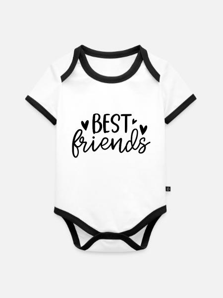 Best Friends - Baby Bio-Kurzarm-Kontrastbody - Weiß/Schwarz