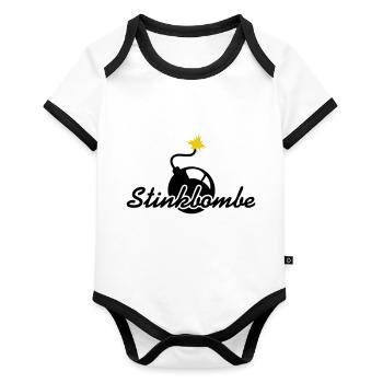 stink bomb - Organic Baby Contrasting Bodysuit - white/black  - Front