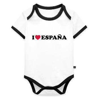 I love Espana - Baby Bio-Kurzarm-Kontrastbody - Weiß/Schwarz  - Vorne