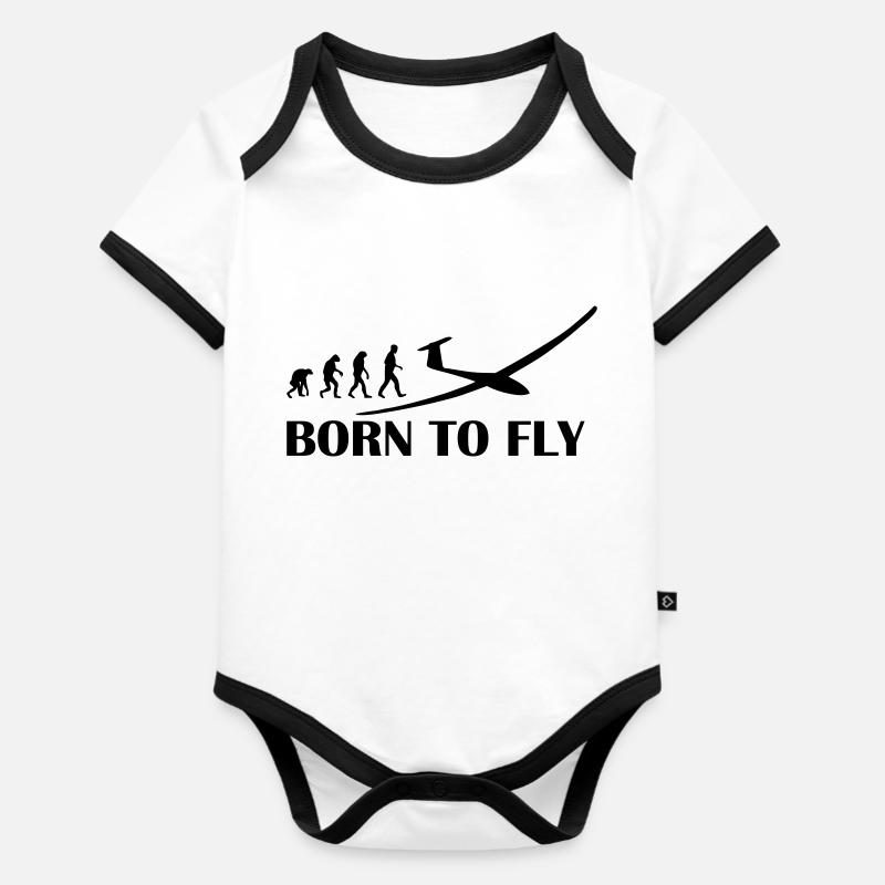 born to fly - Body Bébé bio contrasté manches courtes - blanc/noir 