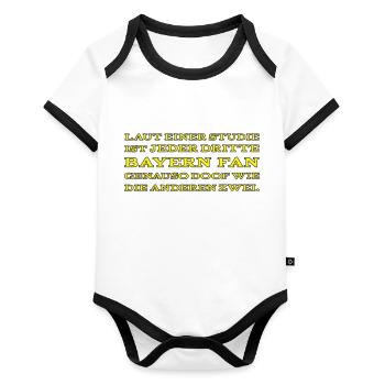 Anti Bayern Fan Spruch - Farbwechsel - Baby Bio-Kurzarm-Kontrastbody - Weiß/Schwarz  - Vorne