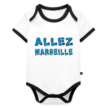 Allez marseille - Body Bébé bio contrasté manches courtes - blanc/noir  - Devant