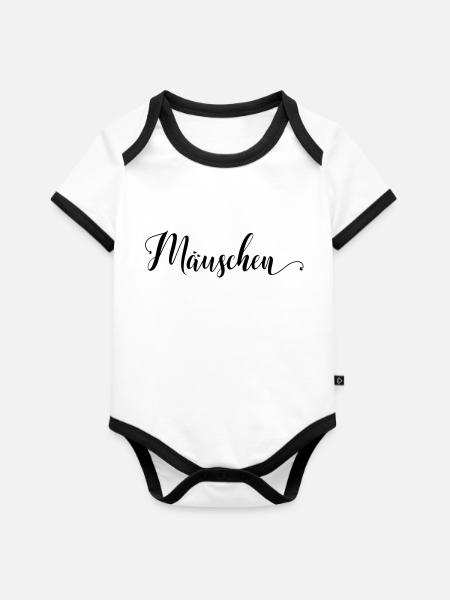 maeuschen - Baby Bio-Kurzarm-Kontrastbody - Weiß/Schwarz
