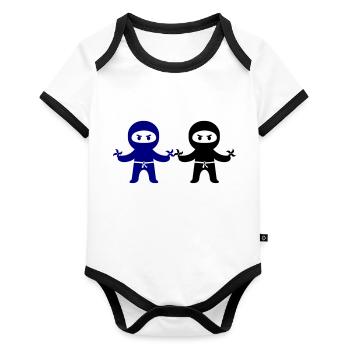 Ninjas - Organic Baby Contrasting Bodysuit - white/black  - Front