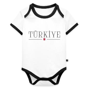 Türkiye Turquie Turquie Ailes et croissant de lune - Body Bébé bio contrasté manches courtes - blanc/noir  - Devant