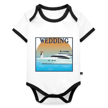 Wedding - Organic Baby Contrasting Bodysuit - white/black  - Front