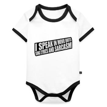 speak lyrics and sarcasm - Organic Baby Contrasting Bodysuit - white/black  - Front