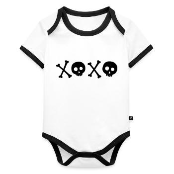 Crâne noir XOXO - Body Bébé bio contrasté manches courtes - blanc/noir  - Devant