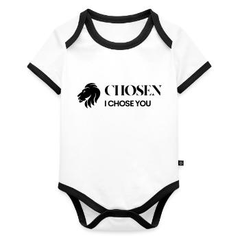 Black logo no background - Baby Bio-Kurzarm-Kontrastbody - Weiß/Schwarz  - Vorne