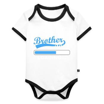Großer Bruder 2025 loading, 2025 Großer Bruder - Baby Bio-Kurzarm-Kontrastbody - Weiß/Schwarz  - Vorne
